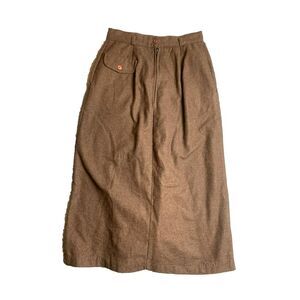 Vintage Lambswool Blend Skirt Womens 26" Waist Brown A-Line Maxi USA Made Ladies